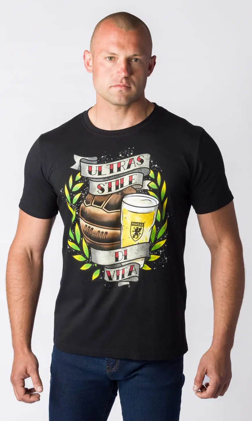 Herren T-Shirt "Stile Di Vita" Schwarz - PGwear: Stilvolles Design für Fußballfans und Lifestyle-Liebhaber