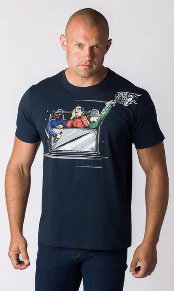 Herren T-Shirt "Train" Navy - PGwear. Ein stylisches und komfortables Shirt für Fußballfans, hergestellt aus hochwertiger Baumwolle.