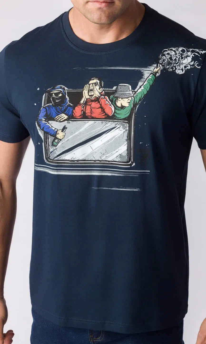 Herren T-Shirt "Train" Navy - PGwear. Ein stylisches und komfortables Shirt für Fußballfans, hergestellt aus hochwertiger Baumwolle.